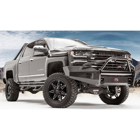 Fab Fours 16-18 SILVERADO 1500 BLACK STEEL FULL GRILL GUARD W/ TOW HOOKS CS16-K3860-1